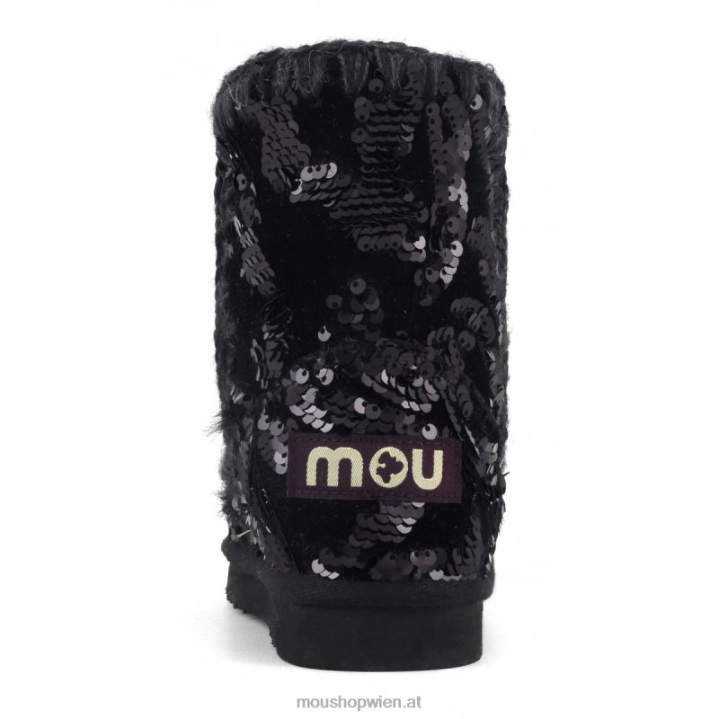 Kinder Eskimo-Samt-Glamour-Pailletten Mou P660X846 schillernde Pailletten blau schwarz auf schwarz