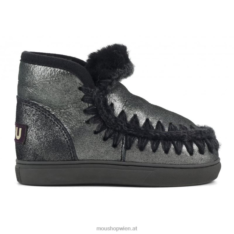 Kinder Eskimo-Sneaker Mou P660X798 Mikroglitter schwarz