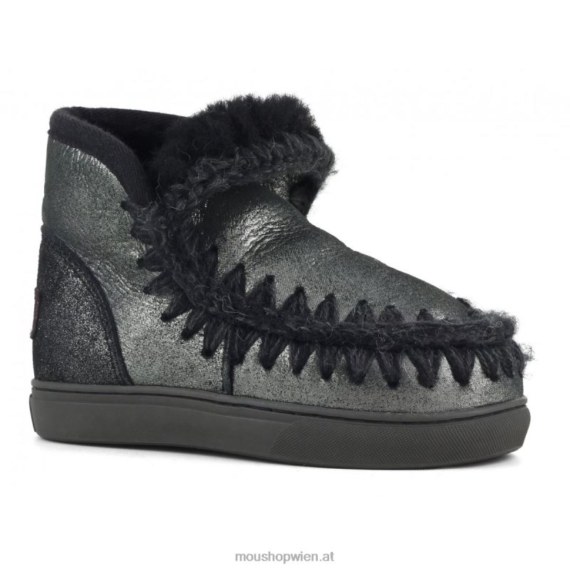 Kinder Eskimo-Sneaker Mou P660X798 Mikroglitter schwarz