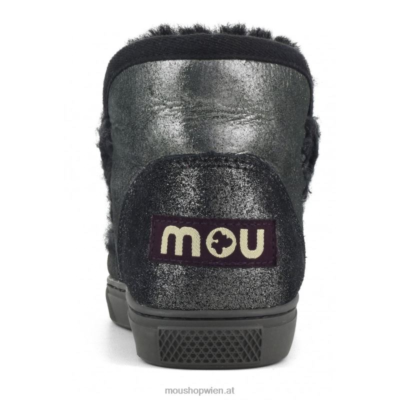 Kinder Eskimo-Sneaker Mou P660X798 Mikroglitter schwarz