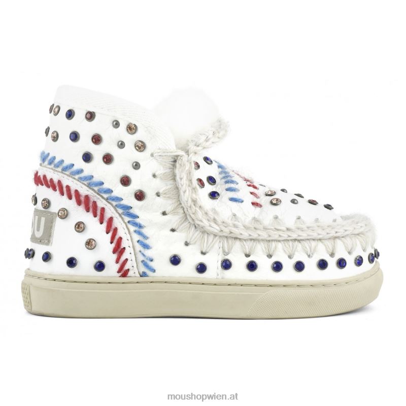 Kinder Eskimo-Sneaker mit Nieten und Nähten Mou P660X797 Wachsweiß