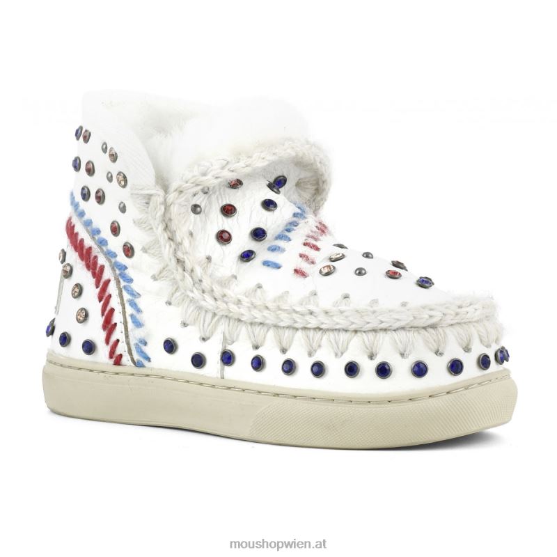 Kinder Eskimo-Sneaker mit Nieten und Nähten Mou P660X797 Wachsweiß