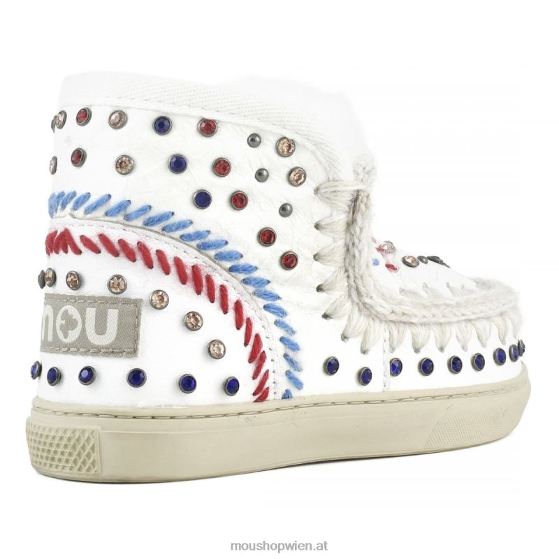 Kinder Eskimo-Sneaker mit Nieten und Nähten Mou P660X797 Wachsweiß