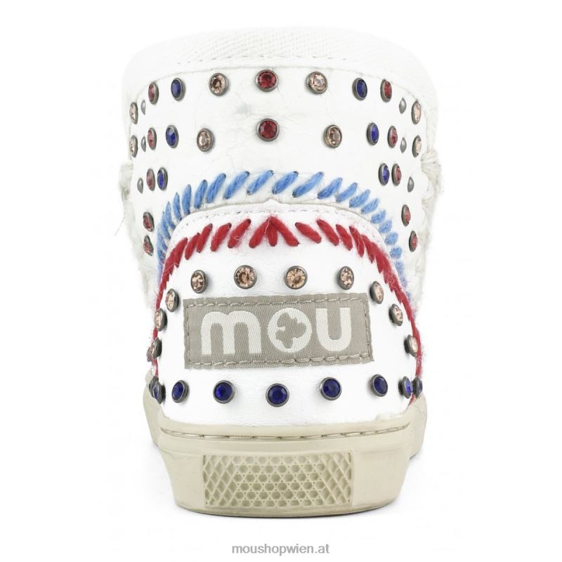 Kinder Eskimo-Sneaker mit Nieten und Nähten Mou P660X797 Wachsweiß