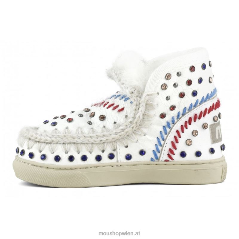 Kinder Eskimo-Sneaker mit Nieten und Nähten Mou P660X797 Wachsweiß