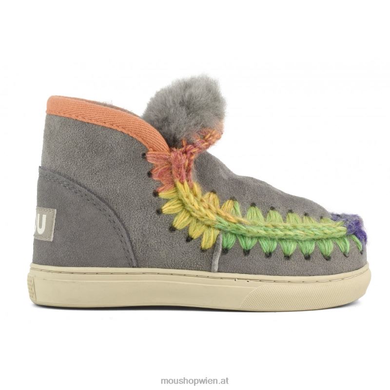 Kinder Eskimo-Sneaker mit Regenbogennähten Mou P660X796 neues Grau