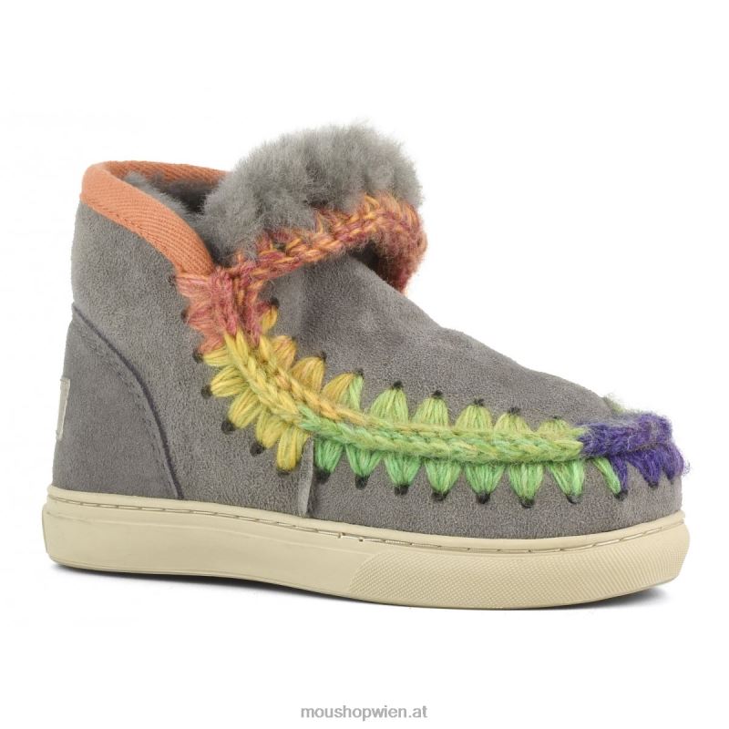 Kinder Eskimo-Sneaker mit Regenbogennähten Mou P660X796 neues Grau