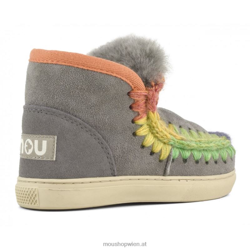 Kinder Eskimo-Sneaker mit Regenbogennähten Mou P660X796 neues Grau