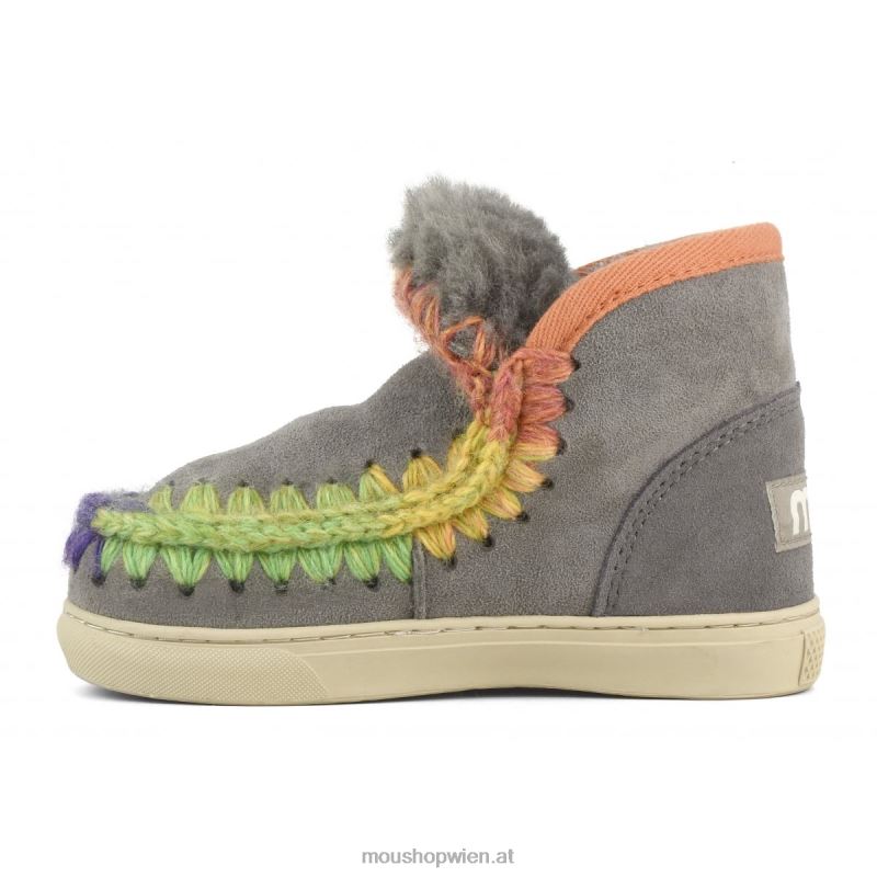 Kinder Eskimo-Sneaker mit Regenbogennähten Mou P660X796 neues Grau