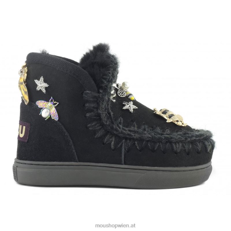 Kinder Eskimo-Sneaker mit gemischten Accessoires Mou P660X808 Schwarz