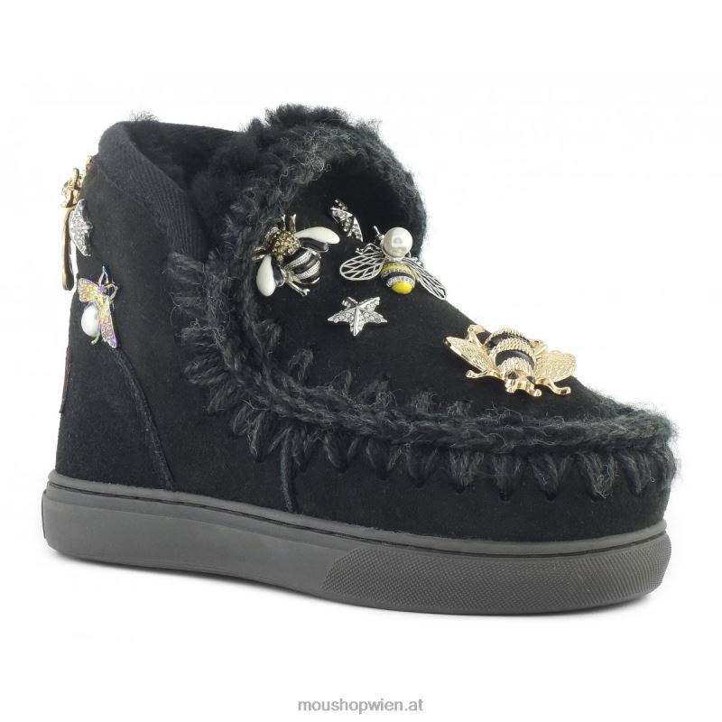 Kinder Eskimo-Sneaker mit gemischten Accessoires Mou P660X808 Schwarz