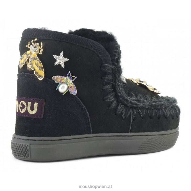 Kinder Eskimo-Sneaker mit gemischten Accessoires Mou P660X808 Schwarz