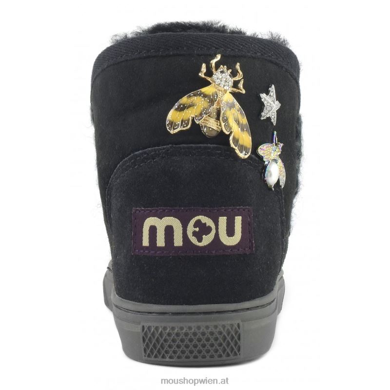 Kinder Eskimo-Sneaker mit gemischten Accessoires Mou P660X808 Schwarz