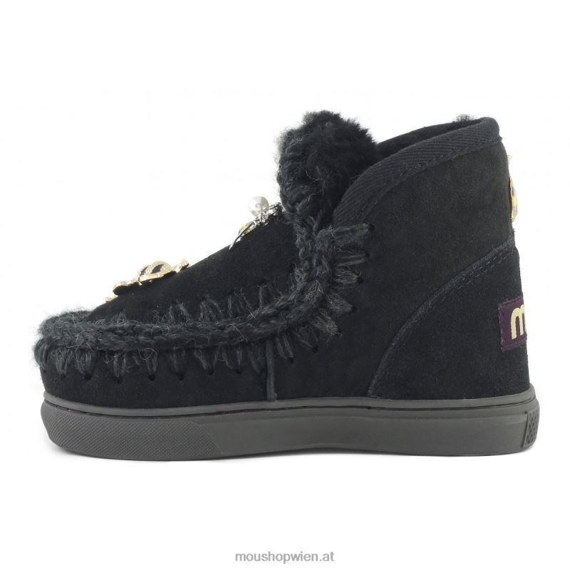 Kinder Eskimo-Sneaker mit gemischten Accessoires Mou P660X808 Schwarz