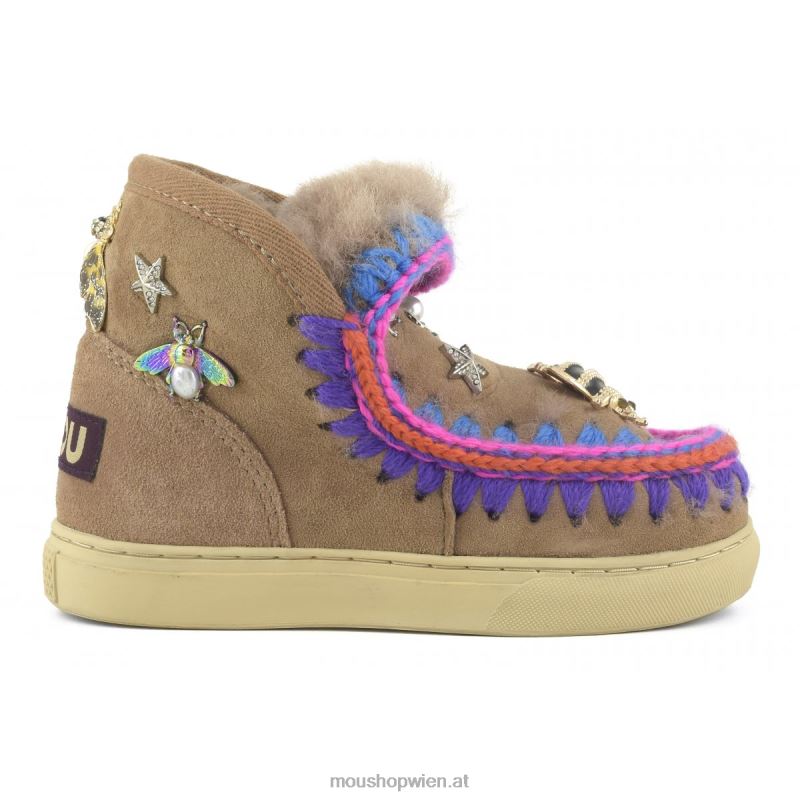 Kinder Eskimo-Sneaker mit gemischten Accessoires Mou P660X810 rosabraun