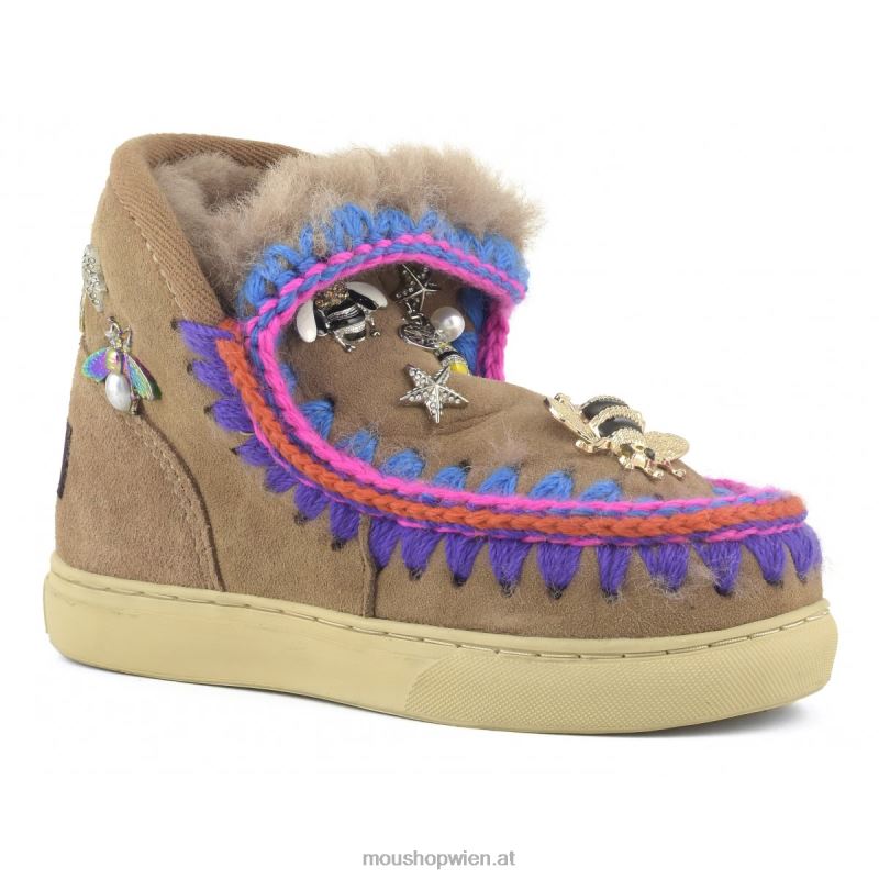 Kinder Eskimo-Sneaker mit gemischten Accessoires Mou P660X810 rosabraun