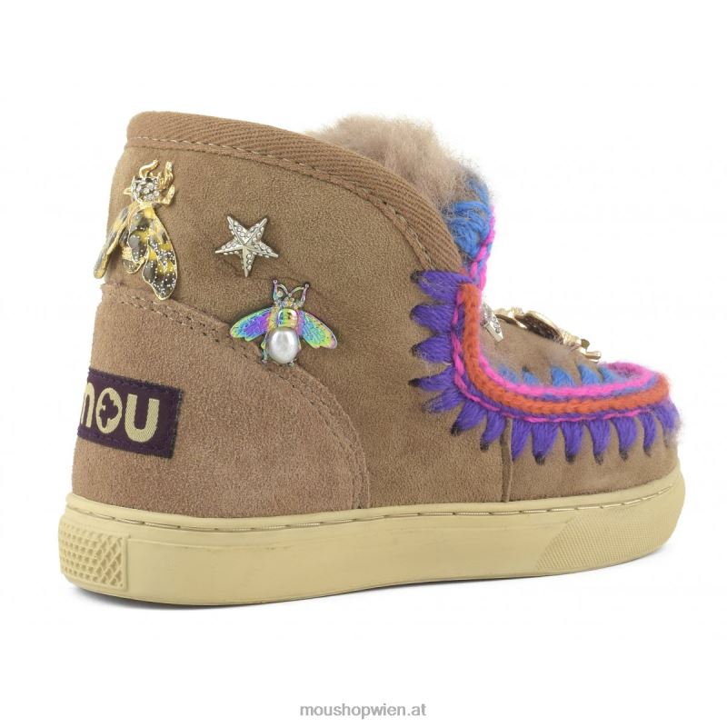 Kinder Eskimo-Sneaker mit gemischten Accessoires Mou P660X810 rosabraun