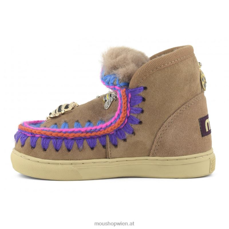 Kinder Eskimo-Sneaker mit gemischten Accessoires Mou P660X810 rosabraun