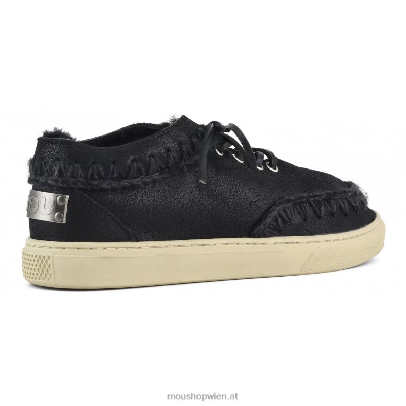 Männer Eskimo-Sneaker zum Schnüren Mou P660X766 rissig schwarz/grau