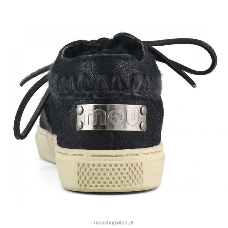 Männer Eskimo-Sneaker zum Schnüren Mou P660X766 rissig schwarz/grau