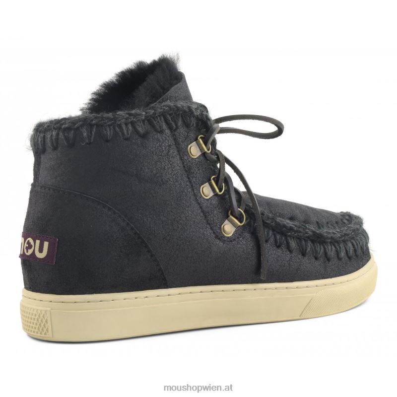 Männer Eskimo-Sneaker zum Schnüren Mou P660X771 rissig schwarz/grau