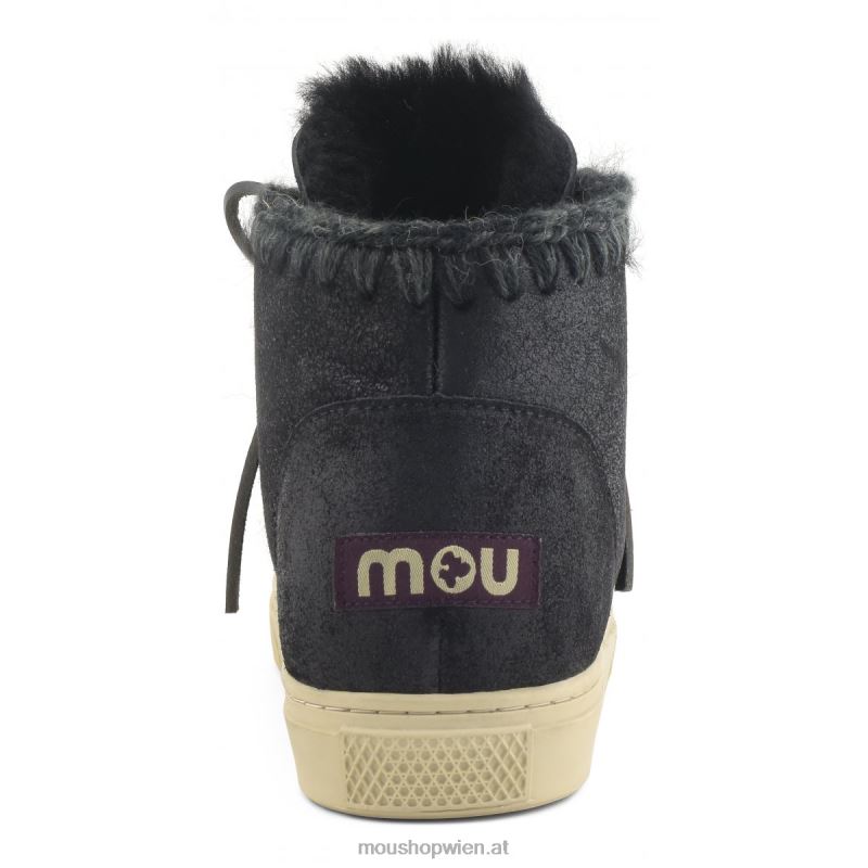 Männer Eskimo-Sneaker zum Schnüren Mou P660X771 rissig schwarz/grau