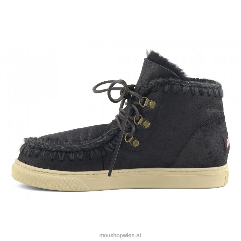 Männer Eskimo-Sneaker zum Schnüren Mou P660X771 rissig schwarz/grau